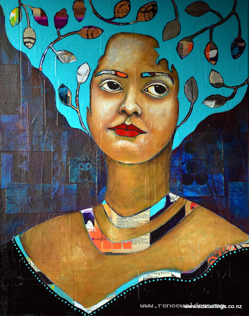 'Reflection' : mixed media portrait painting on canvas