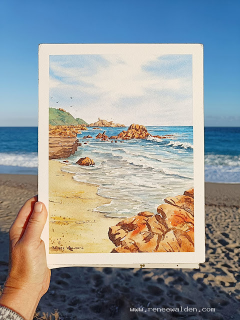 Sardinia seascape watercolour painting