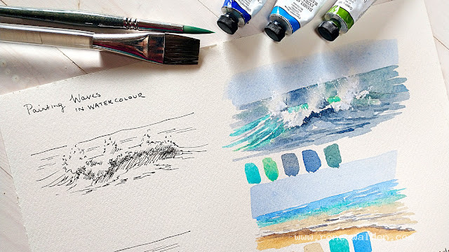 how to paint waves in watercolors