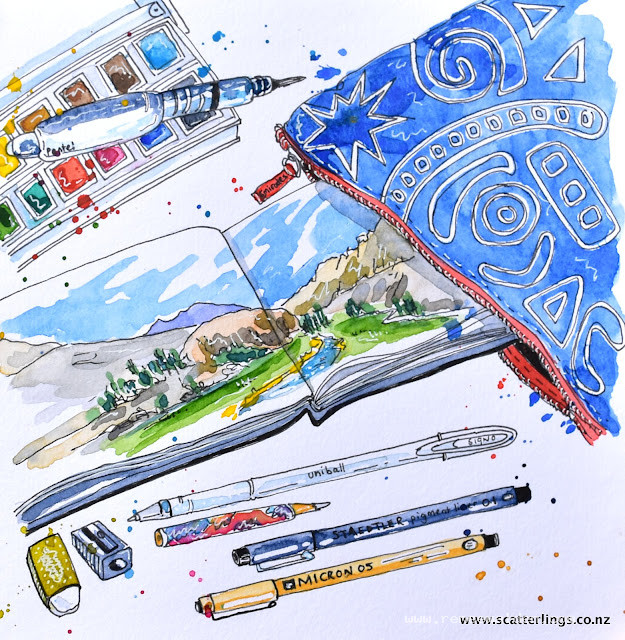 Hiking and painting outside - what is in my sketch kit