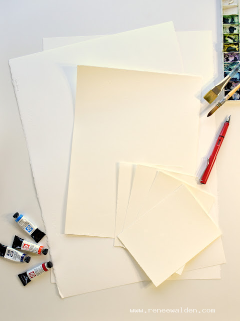 Fabriano watercolour paper full sheet torn to required sizes