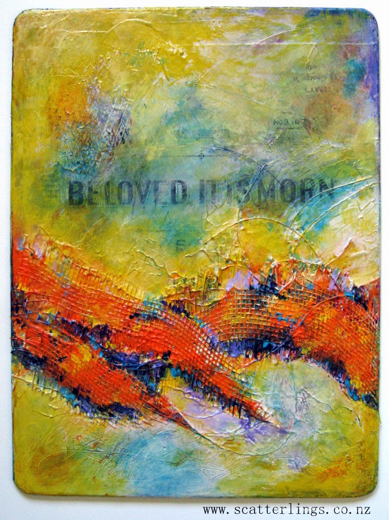 "Beloved, it is morn" - mixed media on wood