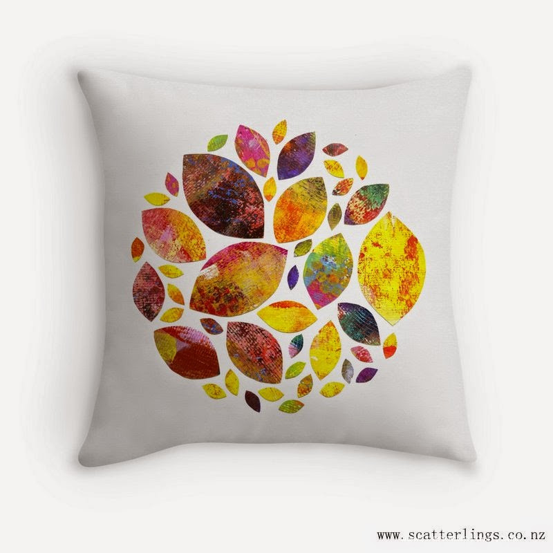 Autumn Leaf Mandala on a throw pillow