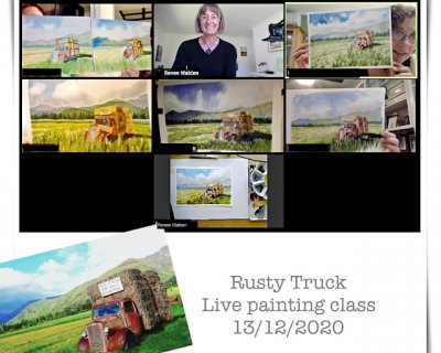 live online painting class - rusty truck