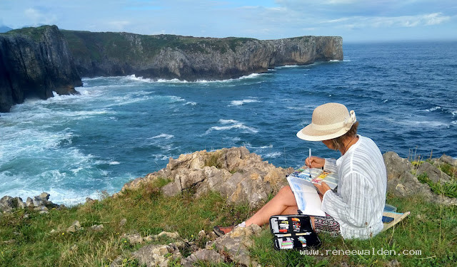 Painting on location on the north coast of Spain