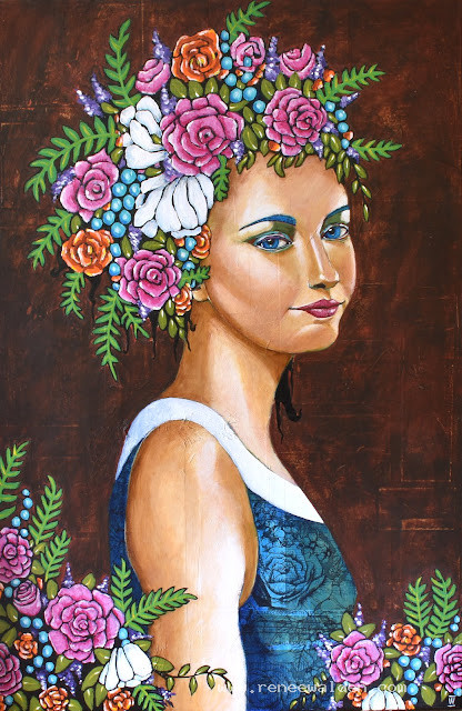 "Abundance" - mixed media portrait painting on canvas