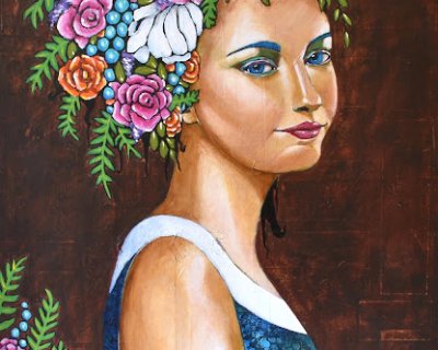 abundance : new mixed media portrait painting