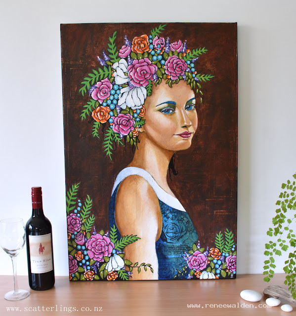 "Abundance" - portrait of a Mother Earth goddess with flowers