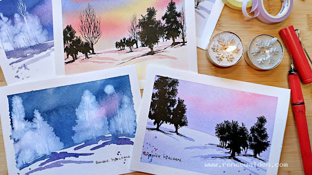 Quick watercolour Christmas cards