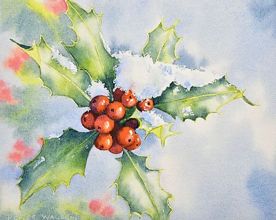holly in the snow: a calm festive watercolour lesson