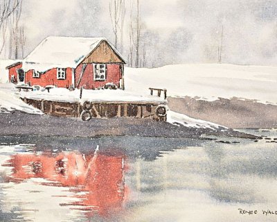 painting a norwegian winter scene in watercolour