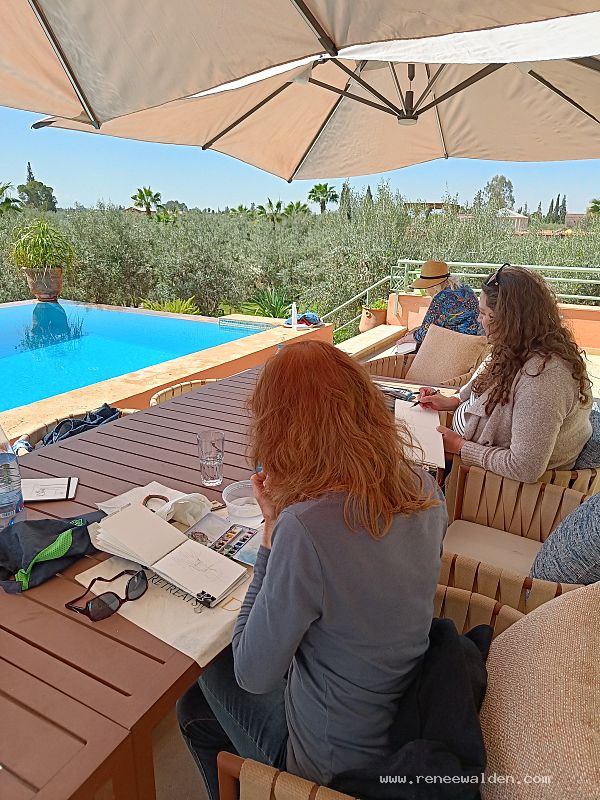At home sketching on the terrace