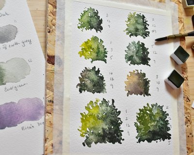 premixed greens for watercolours