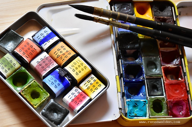 Painting bushes in watercolour