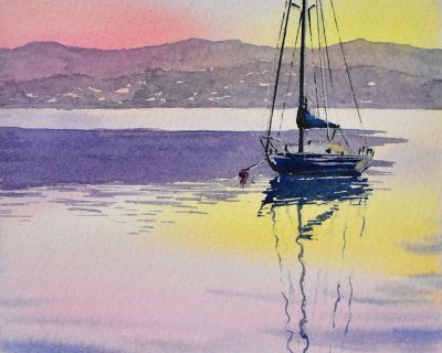 Yacht at sunrise