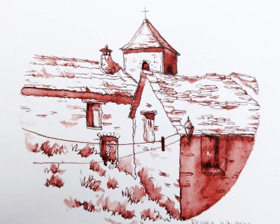 Old town in ink